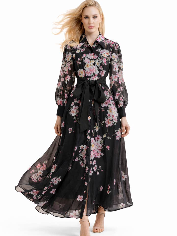 A95059 FLOWY FLORAL MAXI DRESS for wholesale by N by Nancy