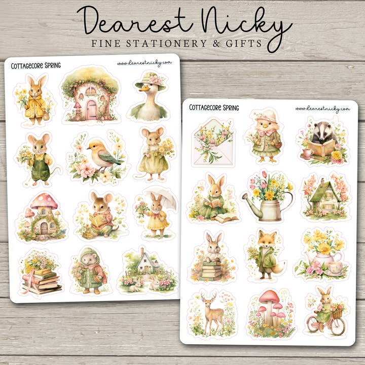Adesivi Cottagecore Primaverili - 2 Fogli per la vendita all'ingrosso da parte di Dearest Nicky