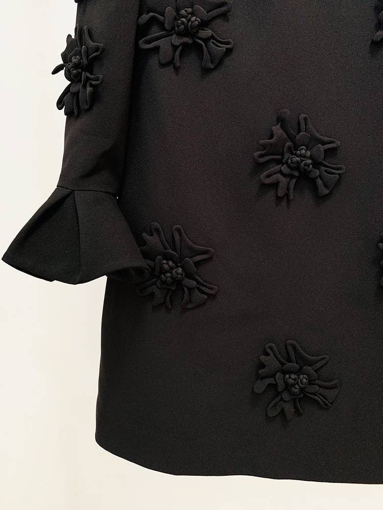 Productseeker – Engroshandel Kjole - Dame – DR079 håndlavet kjole med 3D blomster og klokkeærmer6