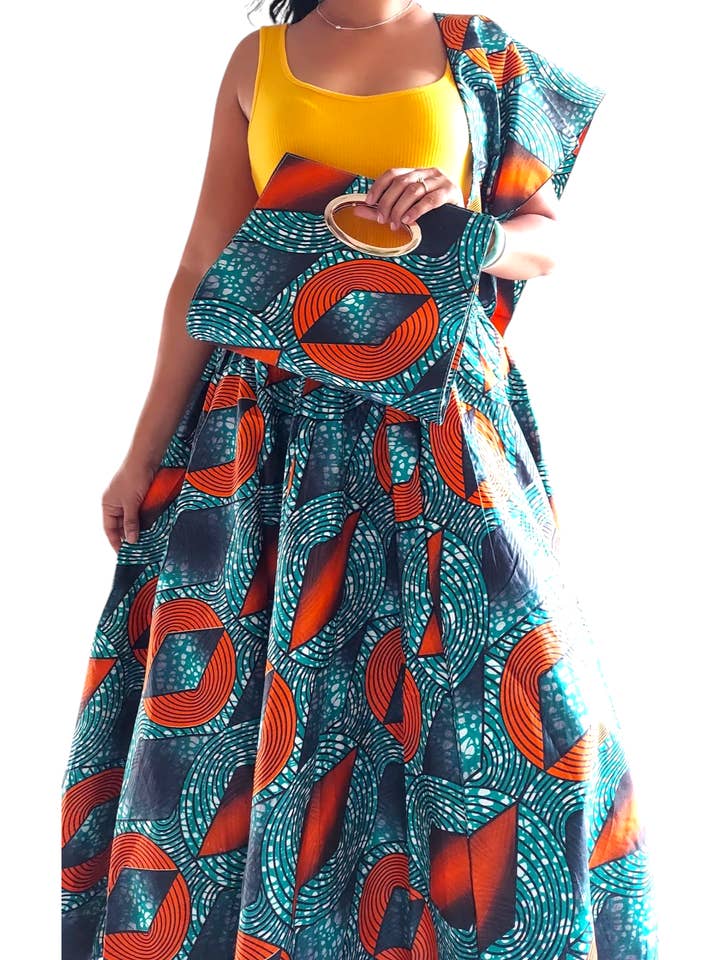 1003 Combo Long Skirt & Pocketbook Set for wholesale by India Batik