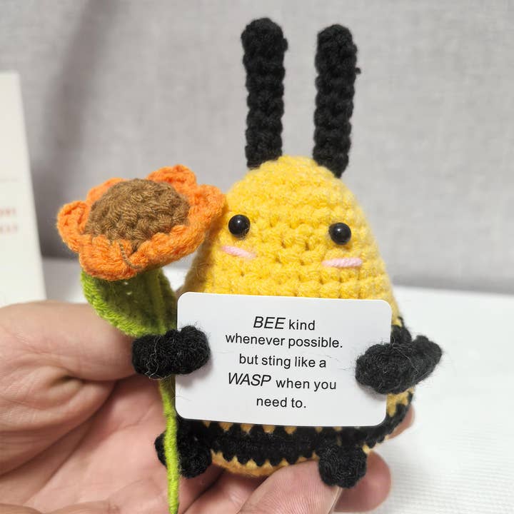 TOMOPOD LLC - Wholesale Stuffed/Plush Toy - Kids & Baby - Adorable Handmade Crochet Bee With Sunflower