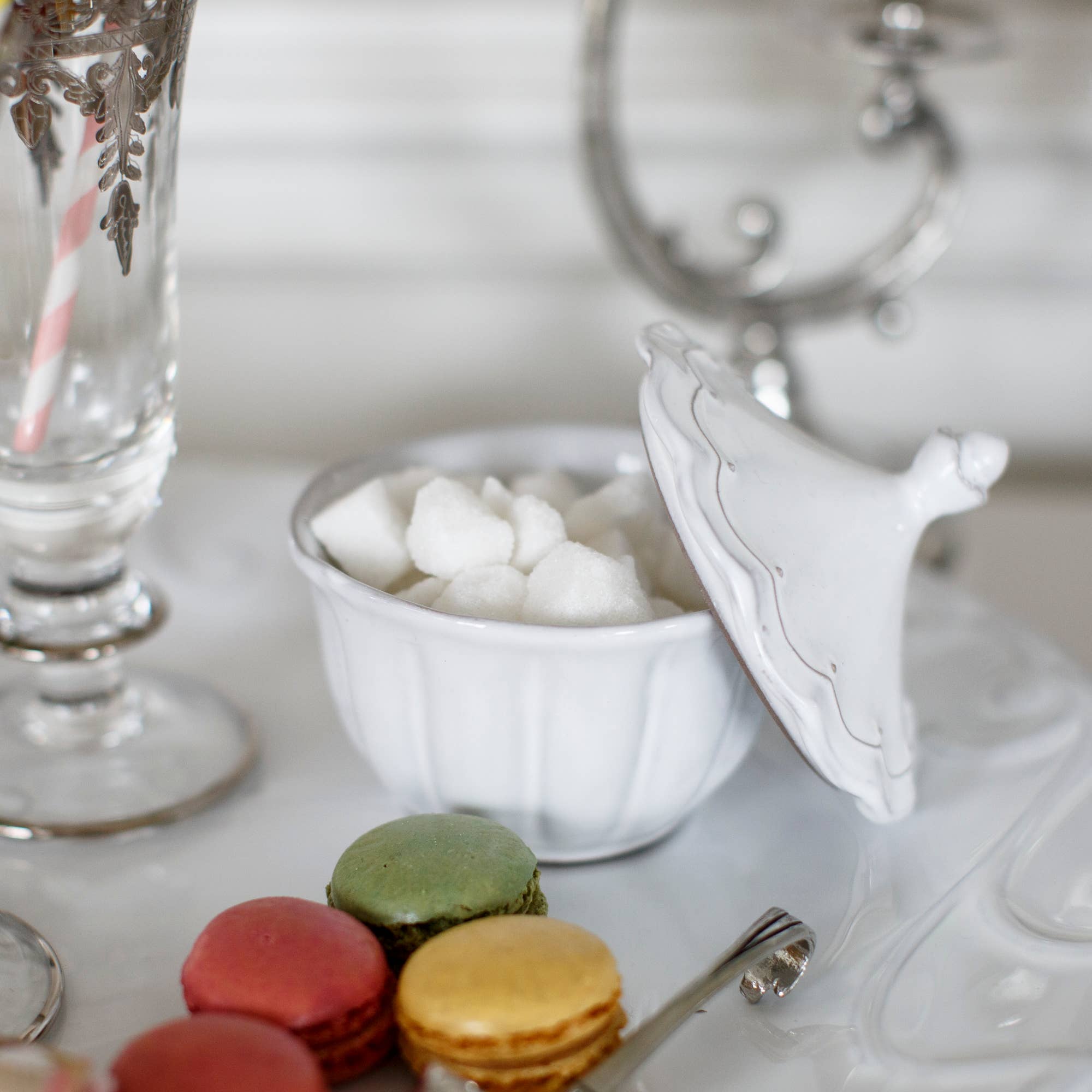 Arte Italica & Crown Linen Designs – Tigela por atacado – Tigela de açúcar Bella Bianca2