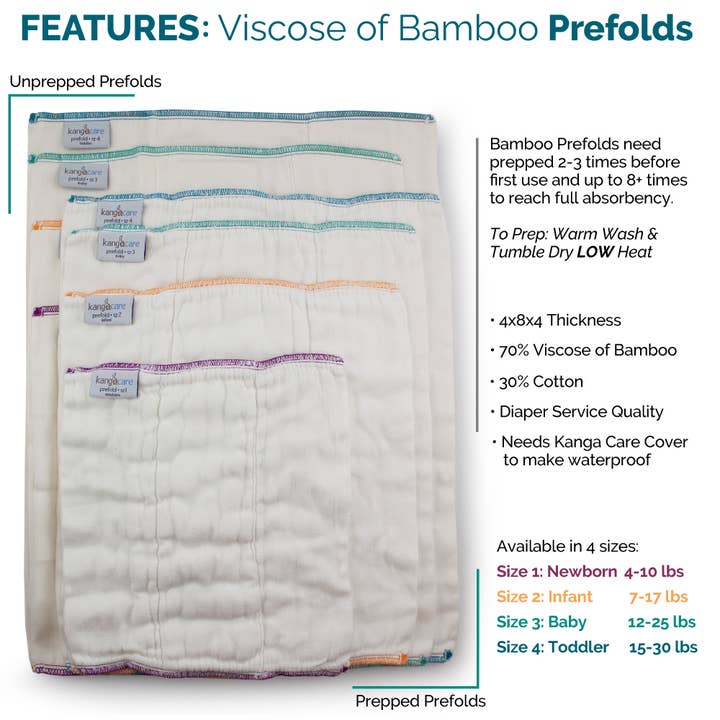 Kanga Care - Wholesale Diaper (Cloth) - Baby - Bamboo Prefold Cloth Diapers (6pk)