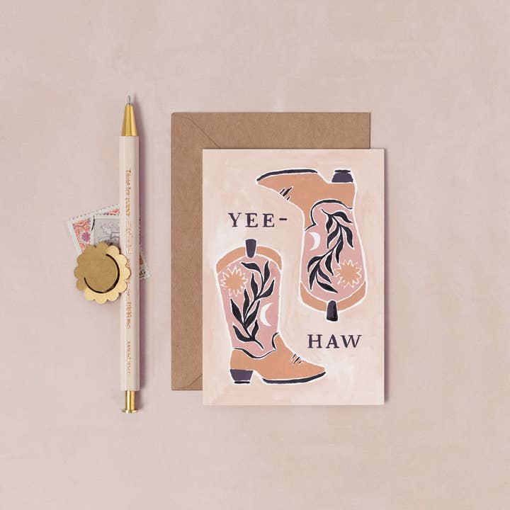 Sister Paper Co. – wholesale Everyday greeting card – Yee-Haw Cowboy Boots Mini Card | Boots Mini Greeting Cards