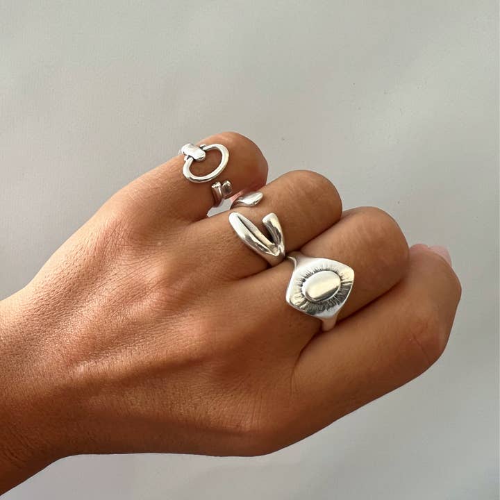 Christina Christi - Wholesale Cocktail/gelegenheidsring - Statement Ring Zilver, Handgemaakte Ring, Etnische Ring, Zilver1