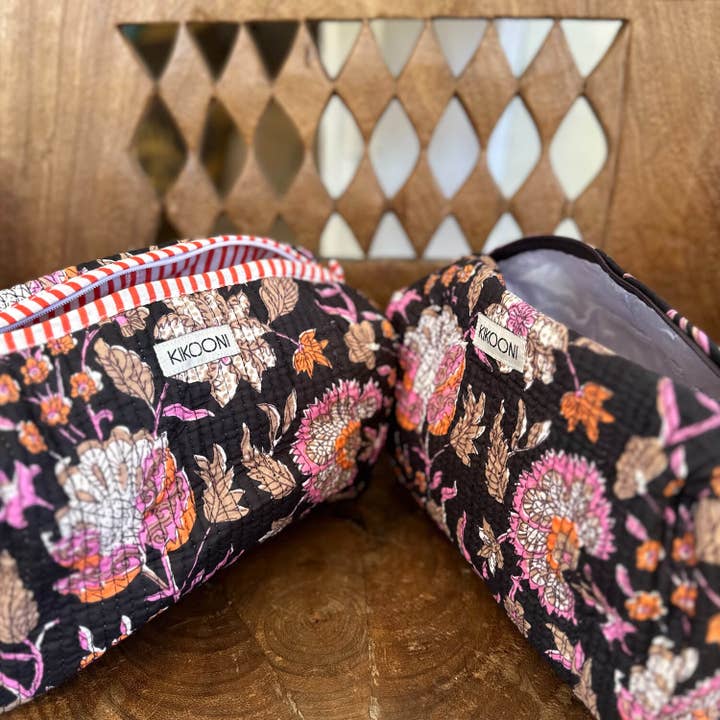 Cosmetic Bag "Black Flower" for wholesale by kikooni