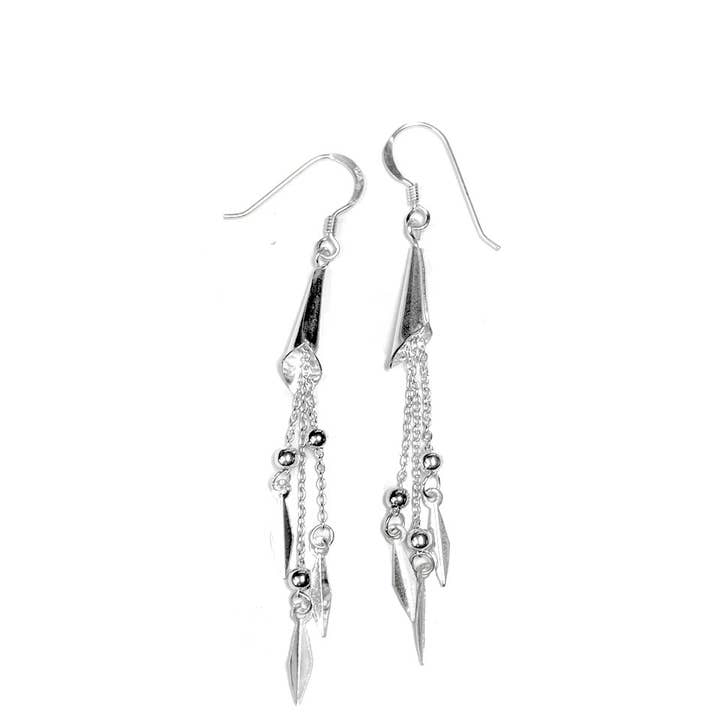 Zig Zag Asian Collection - Wholesale Dangle Earrings - Earring with Cuff and Hanging Beads
