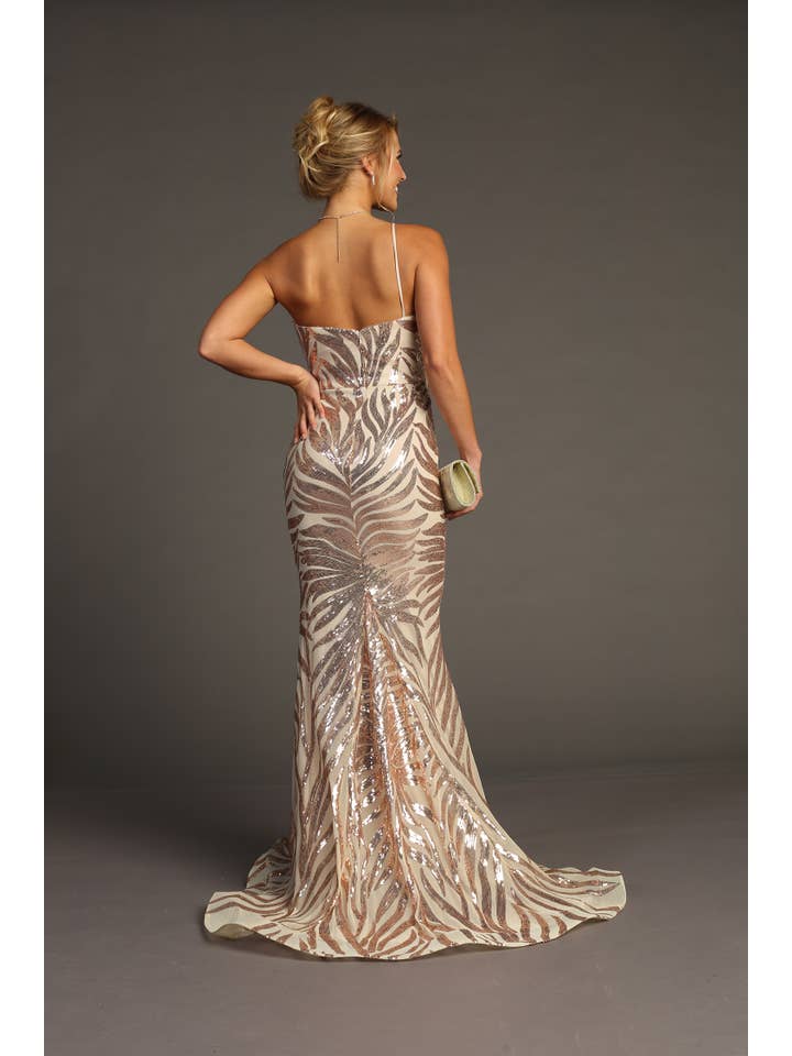 Chicas - Wholesale Gown - Women's - One Shoulder Sequin Metallic Mermaid Dress C8232