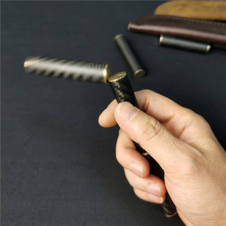 BLACK EDC Fidget Toys Stress Relief For Adults Magnetic Metal Carbon Fiber Three-Section Stick Rotating Creative Gift for wholesale on Faire6