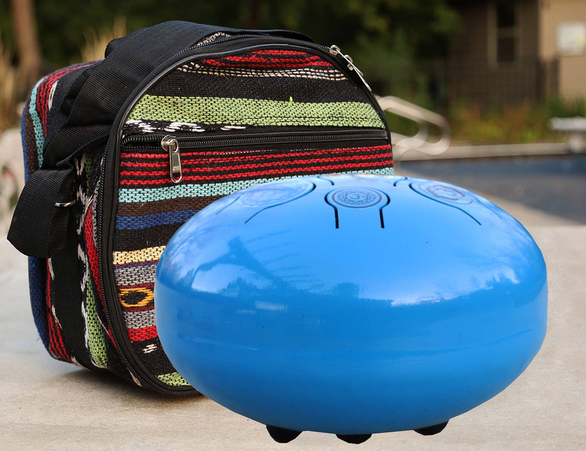 Lungta Imports - Wholesale Meditation Supplies - Chakra Steel Tongue Drum 10 Inches Tank Drum, Handpan Drum, Percussion with Padded Travel Bag and Mallets5