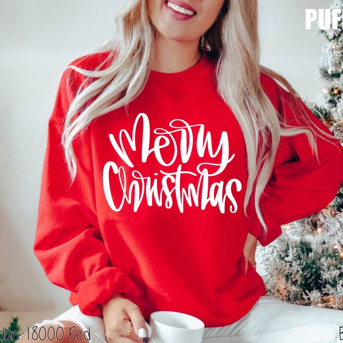 Bama Screens - Wholesale Graphic Sweatshirt - Women's - Puff Merry Christmas #BS8590A0