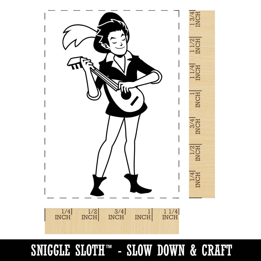 Sniggle Sloth - Wholesale Rubber/Decorative Stamp - Medieval Bard Troubadour with Lute Rectangle Rubber Stamp for Stamping Crafting0