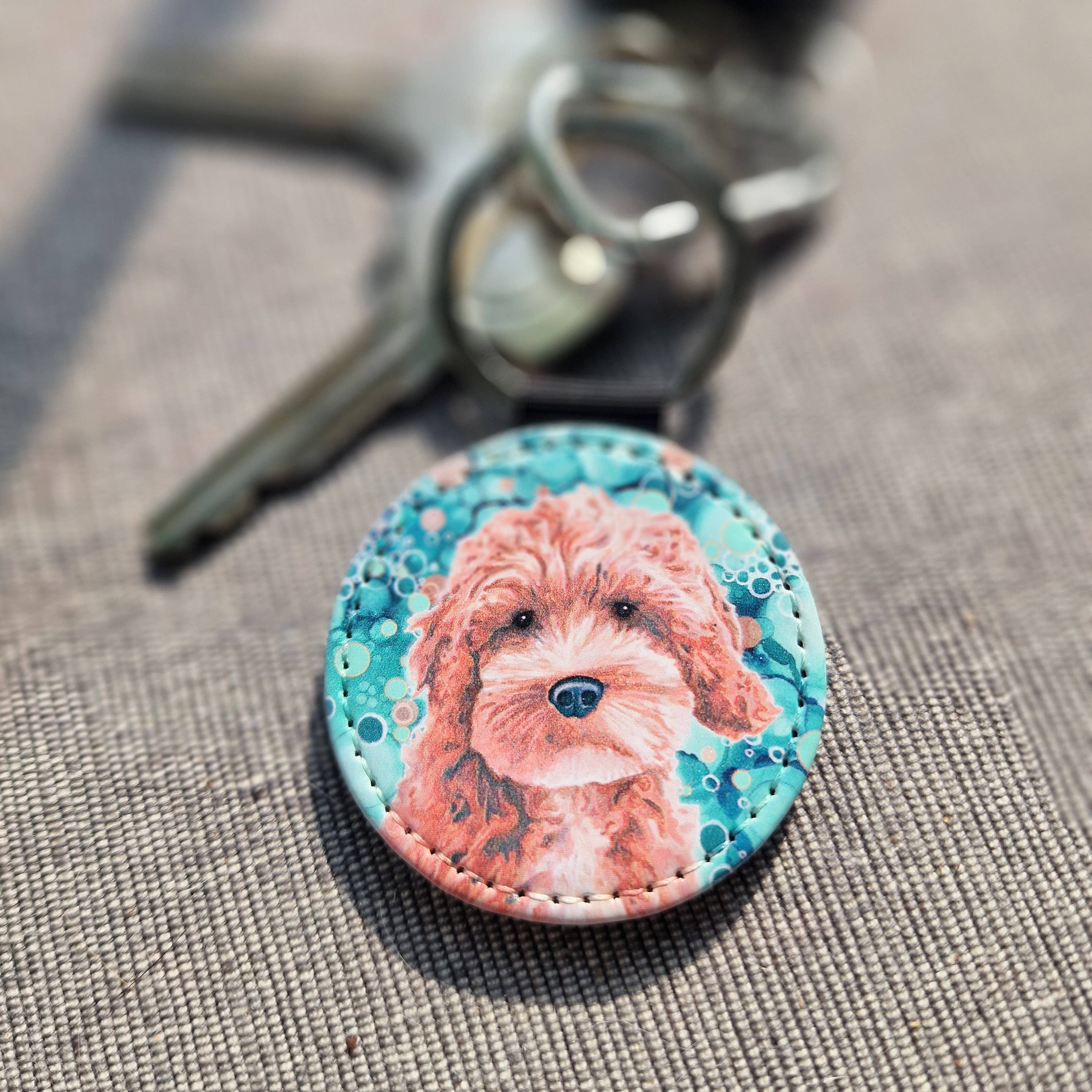 By Jo Crafts – wholesale Keychain – Unisex – 114-KR - Cockerpoo Dog Faux Leather Keyring1