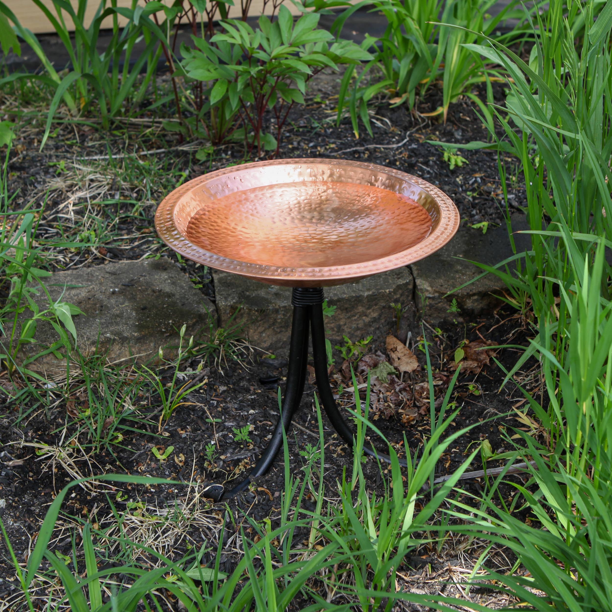 ACHLA Designs - Wholesale Bird Bath - Hammered Solid Copper Birdbath- Tripod Stand3