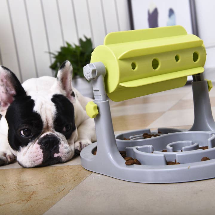 Green Grey Pet Life ® 'Roto Paw' IQ Training Rotating Slow Dog Feeder for wholesale on Faire1