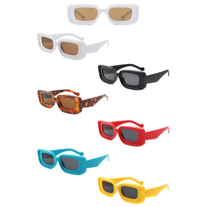 Rectangle Narrow Fashion Bold Retro Square Sunglasses for wholesale by Cramilo Eyewear