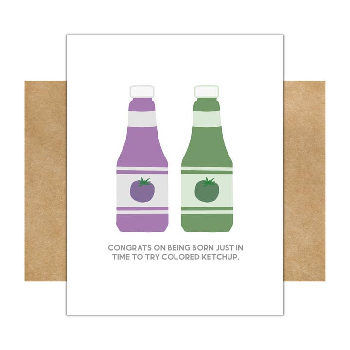Colored Ketchup Nineties Birthday Card -- Funny Birthday for wholesale by Kelly Scott Design Co