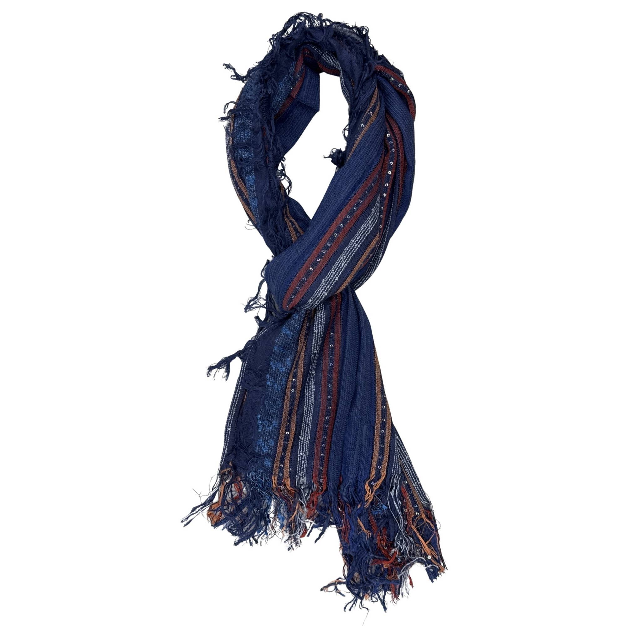 Treasure Jewelry - Wholesale Scarf - Women's - Hand-Loomed Viscose-Blend Tassel Scarf – Plaid & Striped16