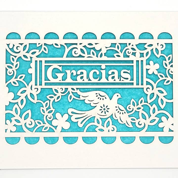 two hermanas - Vendita all'ingrosso Biglietti di ringraziamento - Gracias - Papel Picado - Grazie in spagnolo