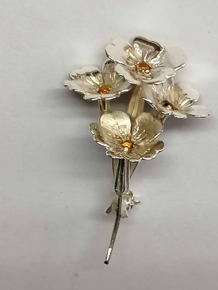 Primrose Brooch Set With 4 X Citrines for wholesale by Andrew O'Dell Jewellery