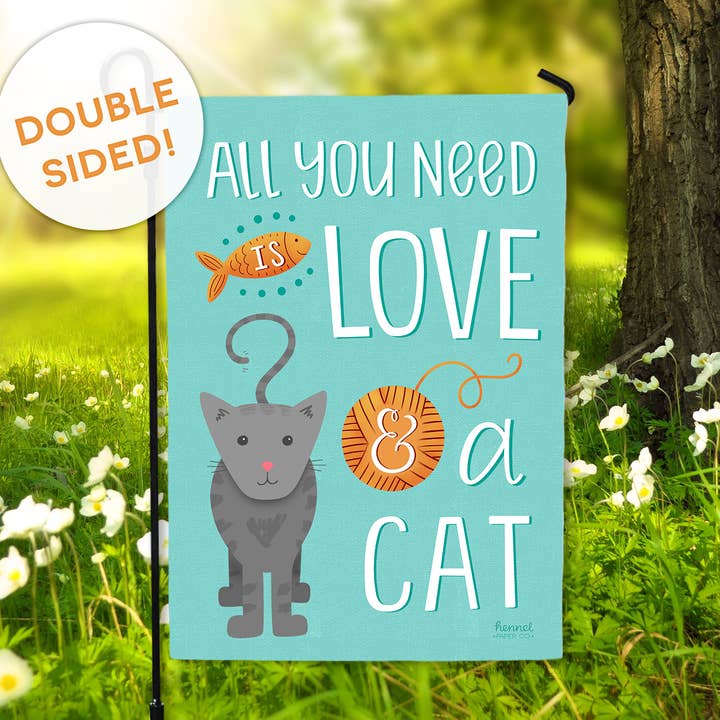 Garden Flag - Love and a Cat for wholesale by Hennel Paper Co.