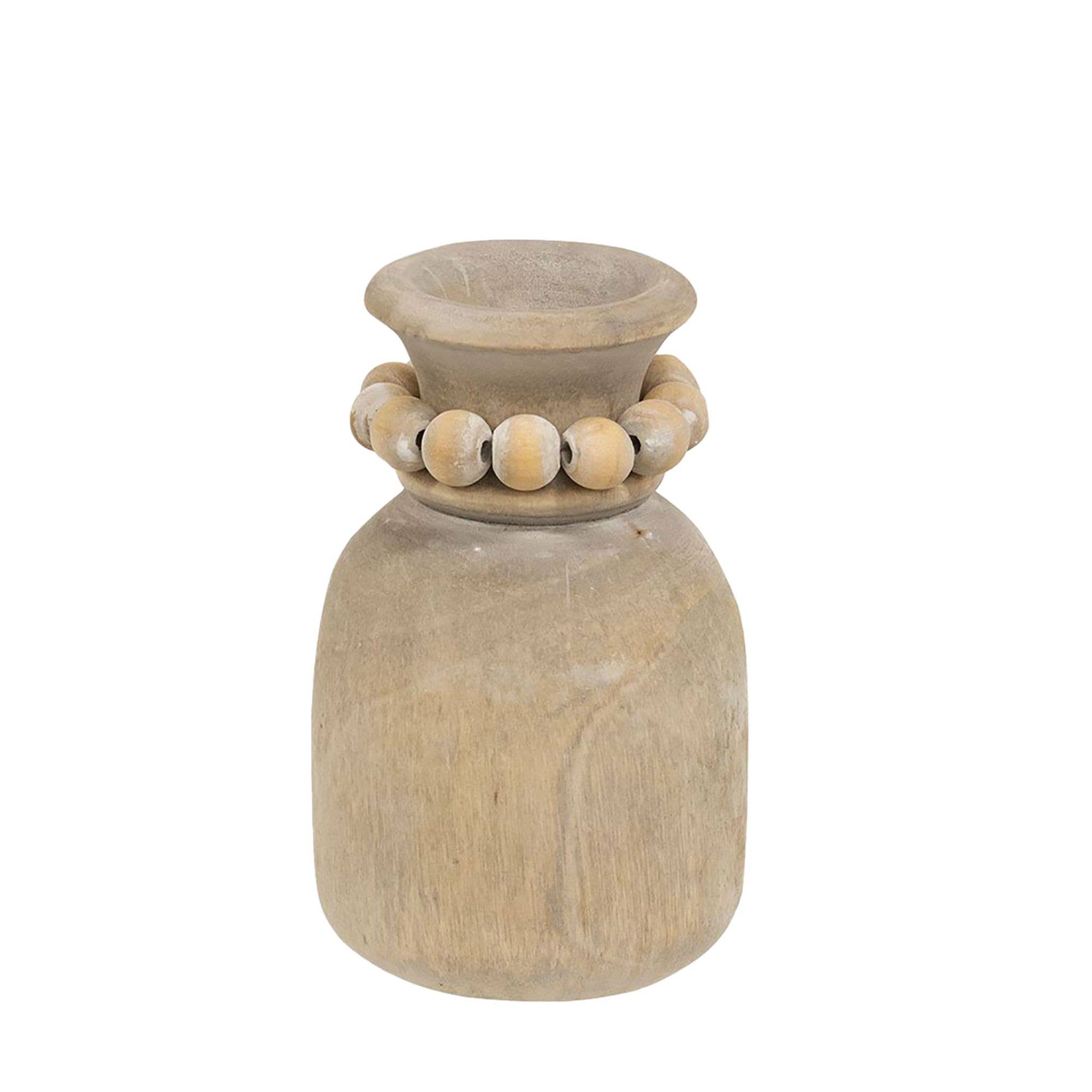 Col House Designs - Wholesale Vase - Beaded Wooden Vase Small