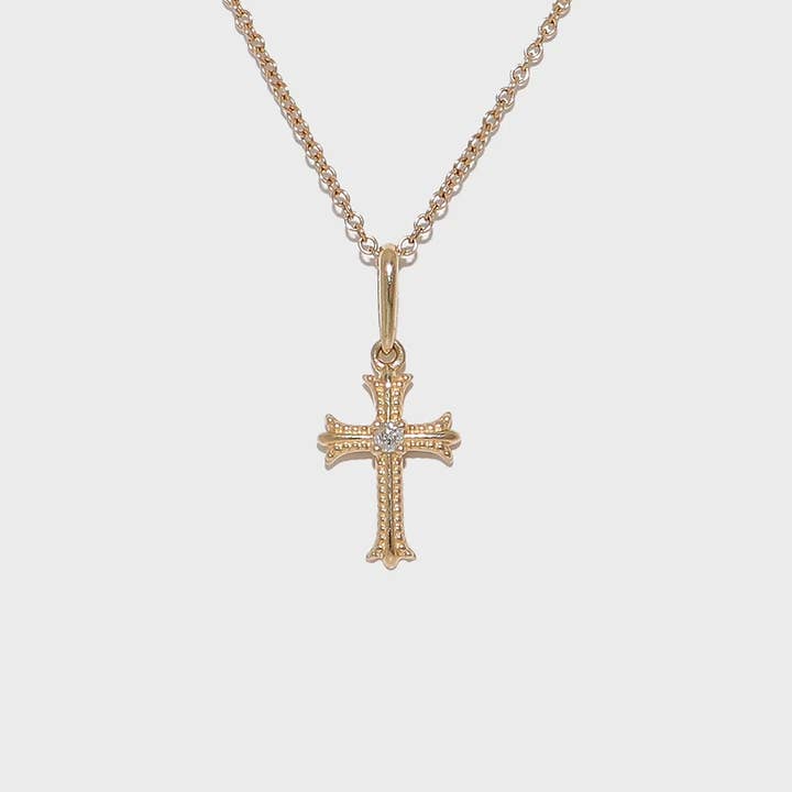 0001 Collana a croce con diamante in oro 14K di alta gioielleria per la vendita all'ingrosso da parte di Dalbit New York Jewelry