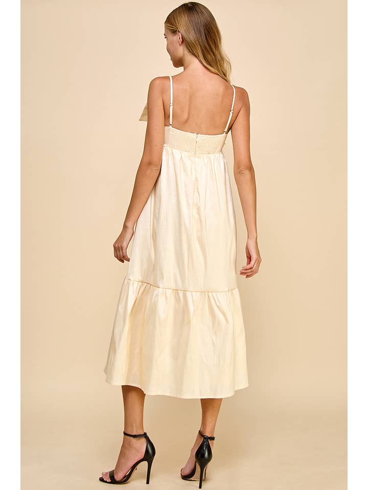 CREAM CD04882-Adjustable Strap Midi Dress with Bow Detail for wholesale on Faire