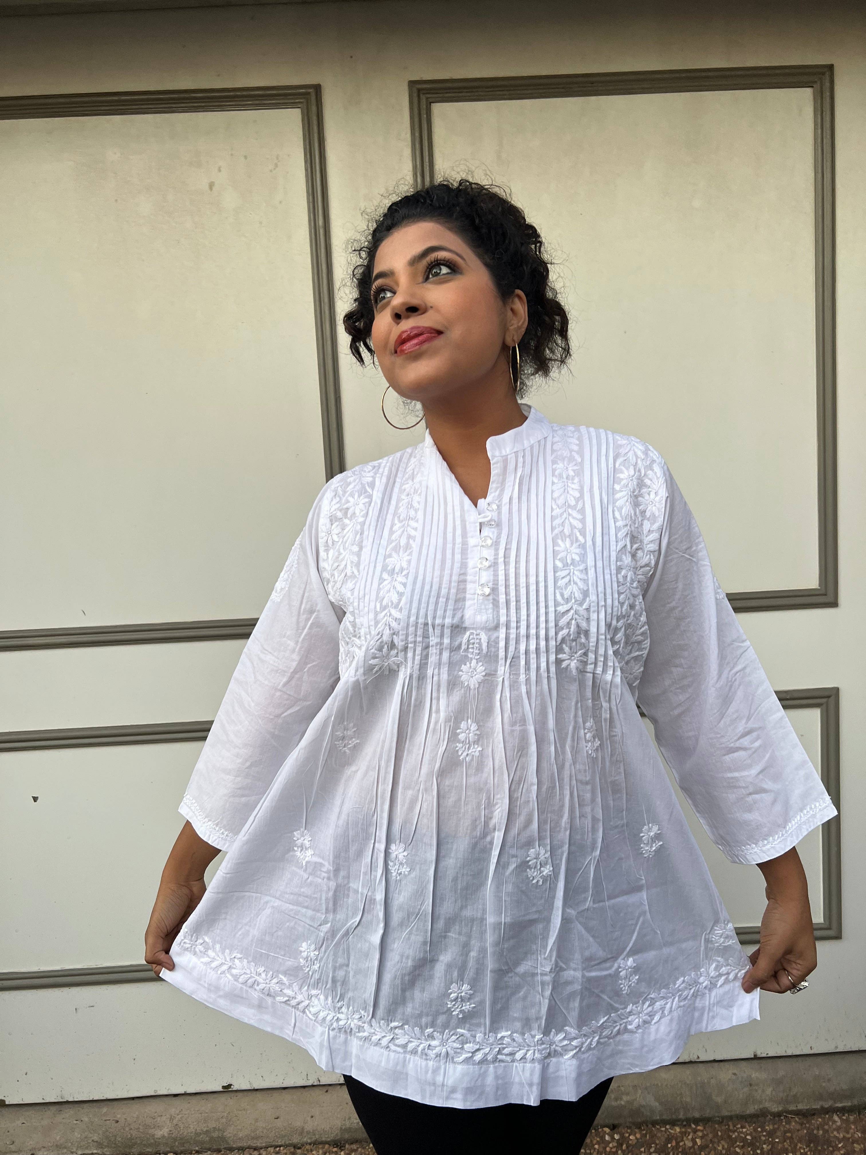 EeshaBoutique Australia - Wholesale Blouse – Women’s - White Short Blouse-Rosa4