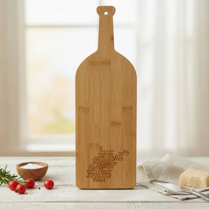 West Virginia Vinflaska Skärbräda i Bambu för wholesale av Beach, Cats & Wine