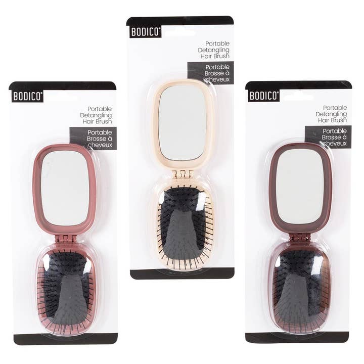 Bodico - Wholesale Hair Brush/Comb - Bodico, Flex-Bristle Detangler Hairbrush, Travel, 3 asst