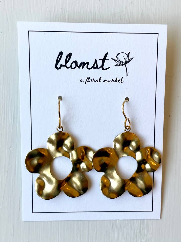 Brass Class Buttercup Earrings for wholesale by Blomst Floral Market