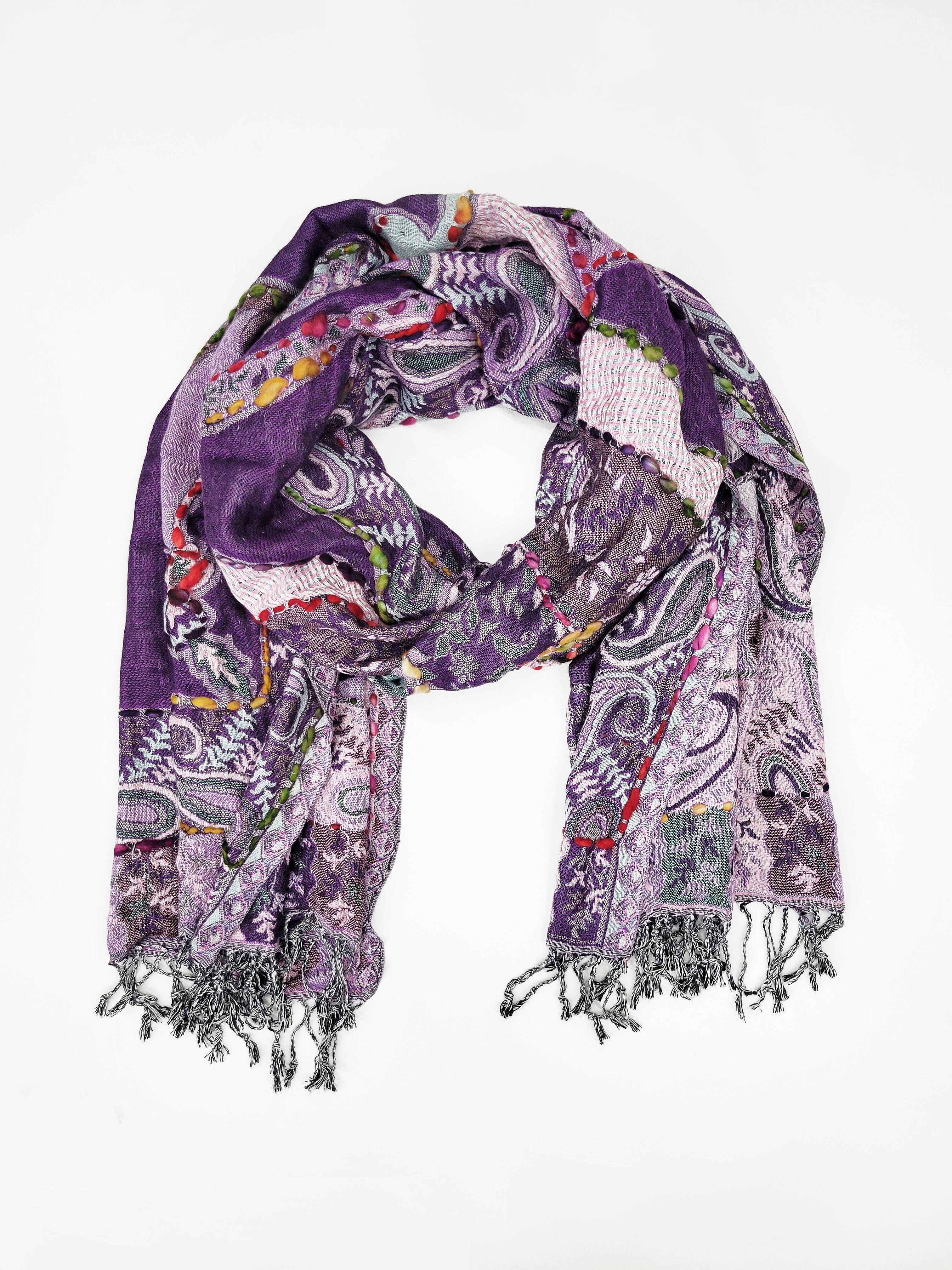 Raj Trading & Imports (USA) Inc. - Wholesale Scarf - Women's - Amanda Thick Stitch Embroidered Scarf Shawl8