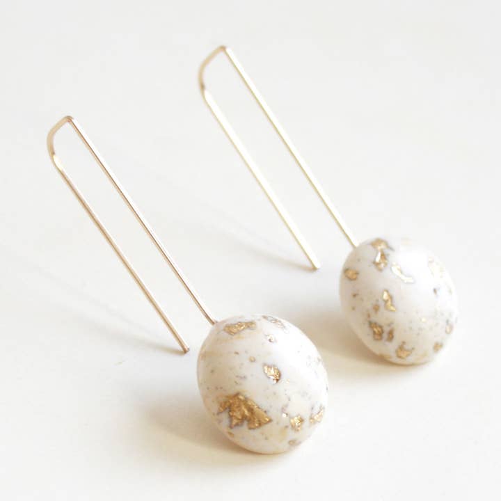 Large Sustainable Dome Earrings with Gold Flakes for wholesale by Hooks and Luxe