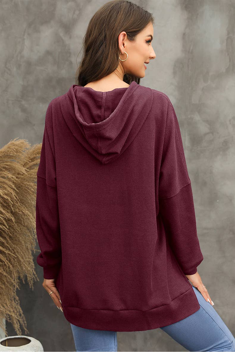 Lily Clothing - Wholesale Hoodie - Women's - CASUAL TEXTURED HOODIE WITH LARGE POCKET HOODIE13