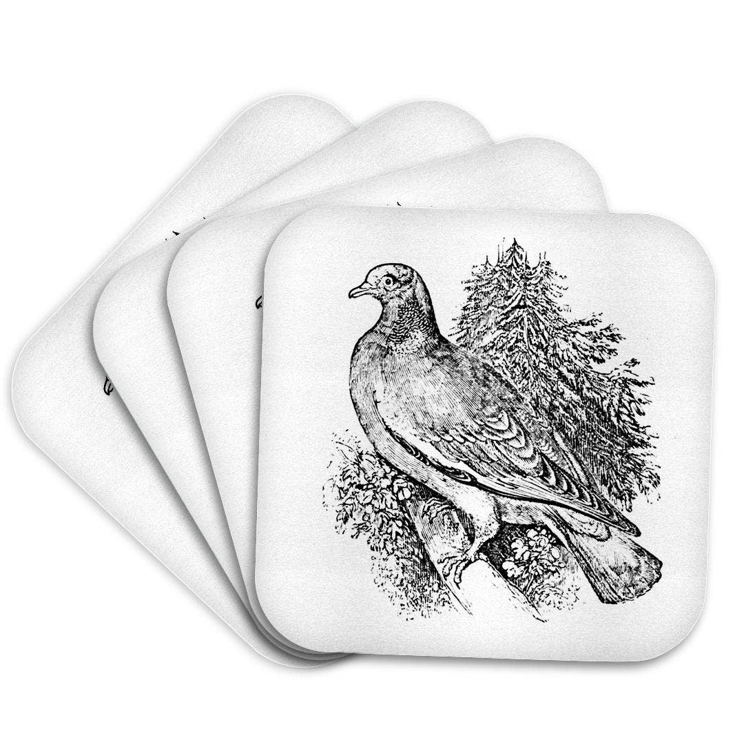 3dRose – Engroshandel Bordskånere – 3dRose, Vintage Trædue Kunst Illustration vilde dyr for fugleelsker, Bordskåner7