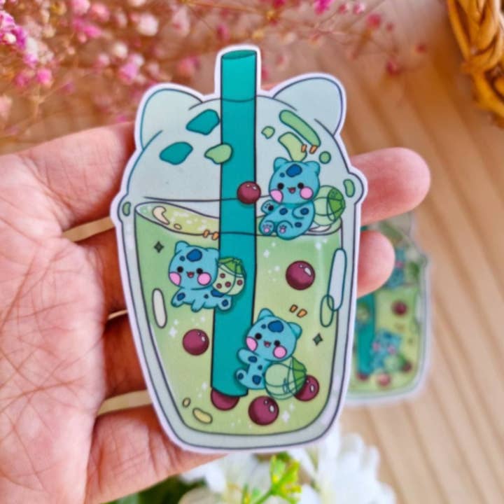 Bizzare Blue - Vendita all'ingrosso Adesivo - Adesivo Pokémon Bulbasaur Boba da 7,6 cm | Vinile impermeabile0