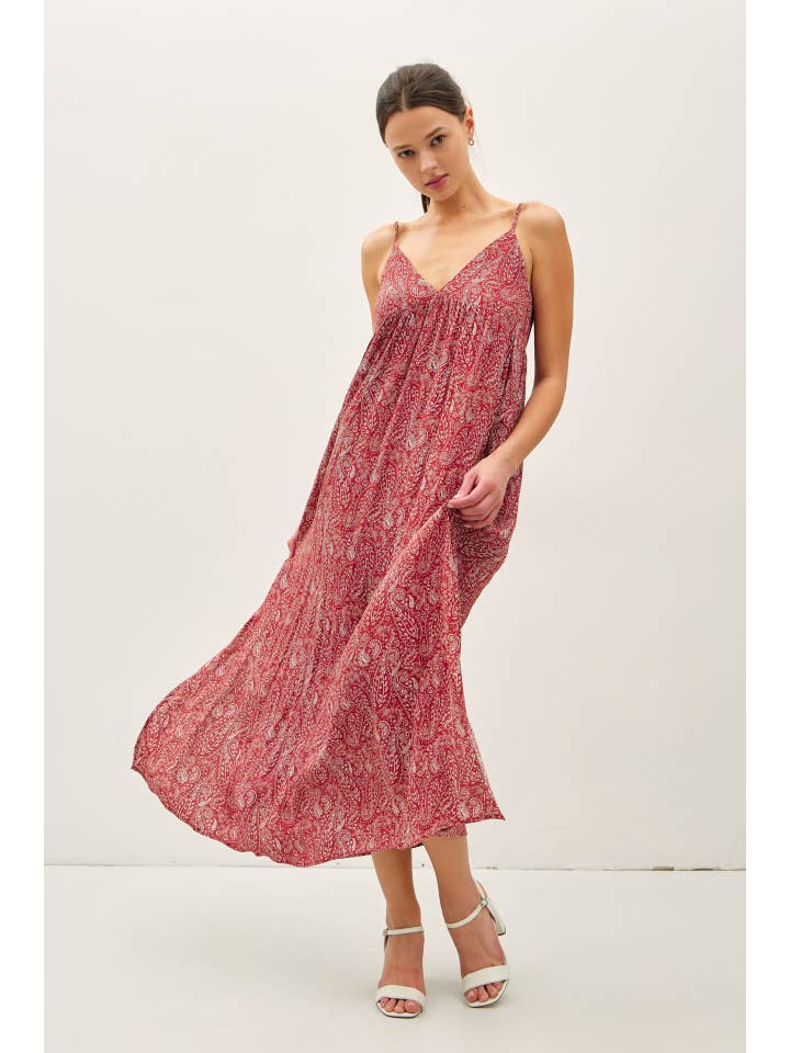 Be Cool - Wholesale Dress - Women's - PAISLEY PRINT MAXI DRESS WITH ADJUSTABLE STRAPS 5
