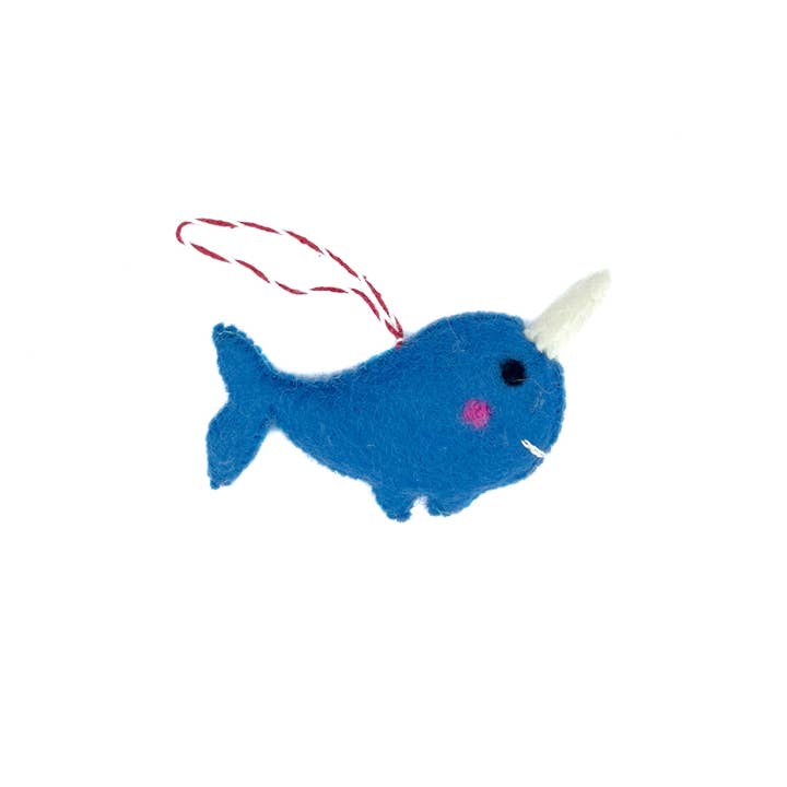 Ornaments 4 Orphans - Wholesale Ornament - Narwhal Felt Wool Christmas Ornament