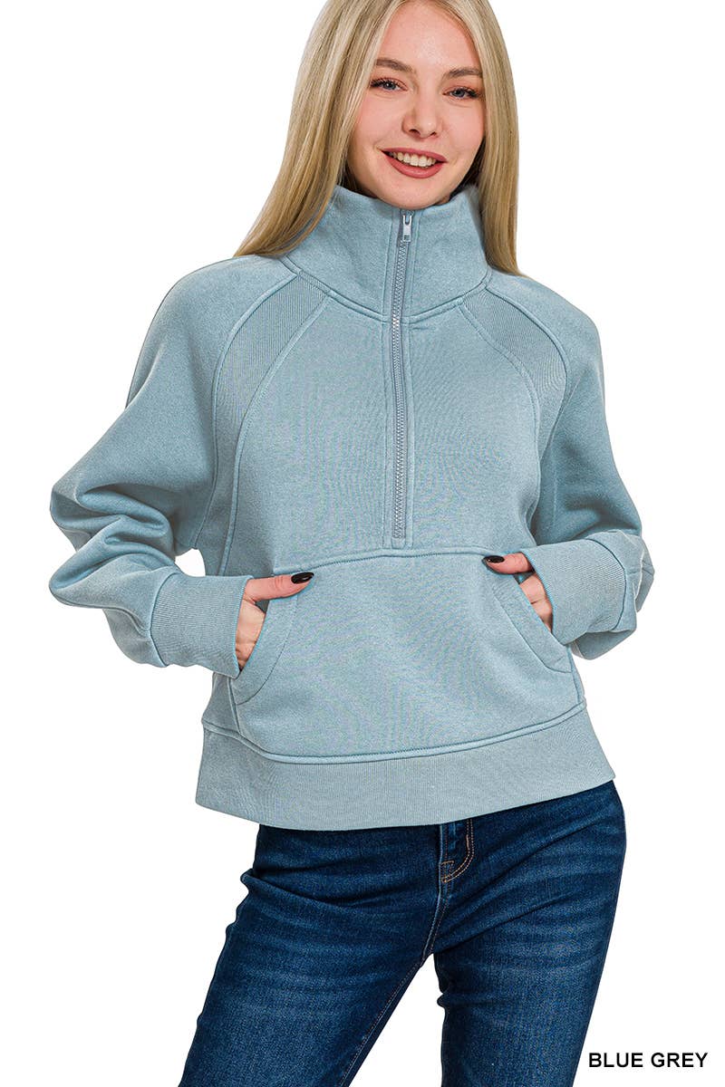 42POPS - Wholesale Sweatshirt - Women's - `.Half Zip Cropped Pullover2