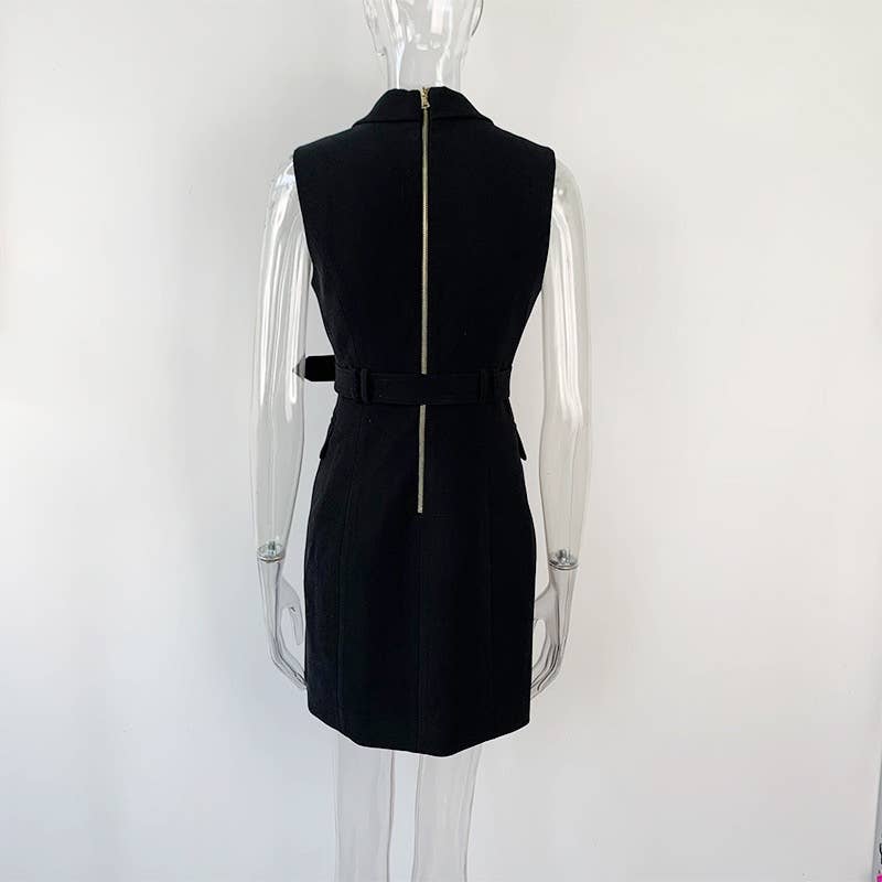 Productseeker - Wholesale Dress - Women's - DR008Y Fushcia Sleeveless Tie-Waist Suit Dress 1