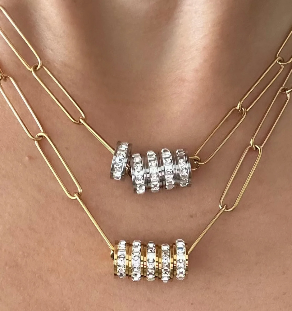 HoopLa – wholesale Link & chain necklace – Mia Paperclip Necklace-Pavé Rings-Stainless Steel- 14K CZ2