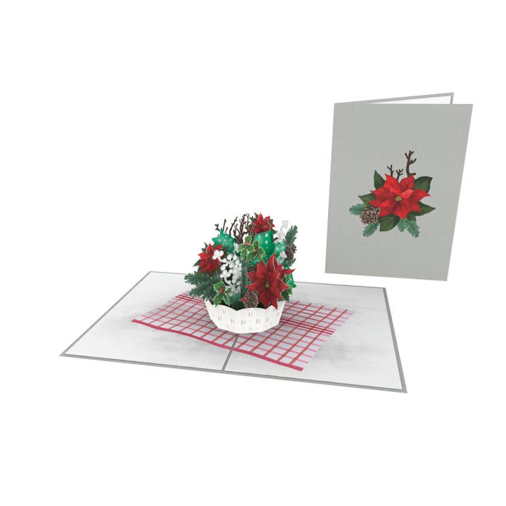 Holiday Floral Basket Pop-Up Card for wholesale by Blue Bird Cards