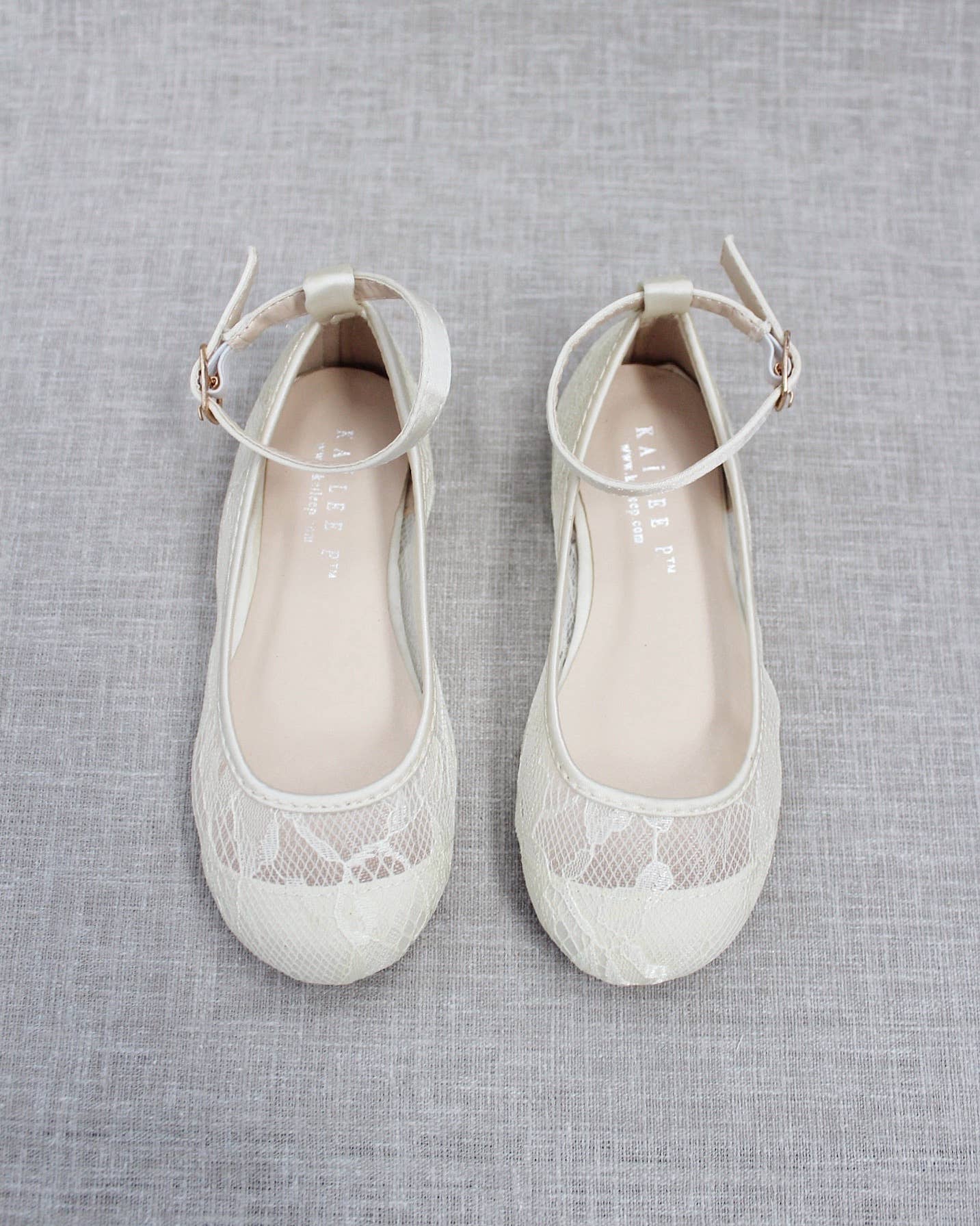 Kailee P. - Wholesale Flats/Loafers - Kids - Lace Ballet Flats with Ankle Strap1