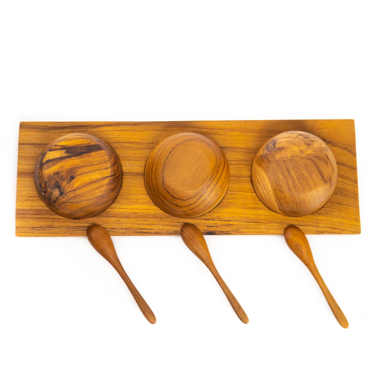 Rainforest Bowls – wholesale Condiment/dip bowl – Teak Wood Condiment Dipping Bowl Set with Tray6