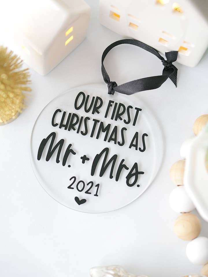 First Christmas As Mr & Mrs Acrylic Christmas Ornament for wholesale by Younique Ornaments