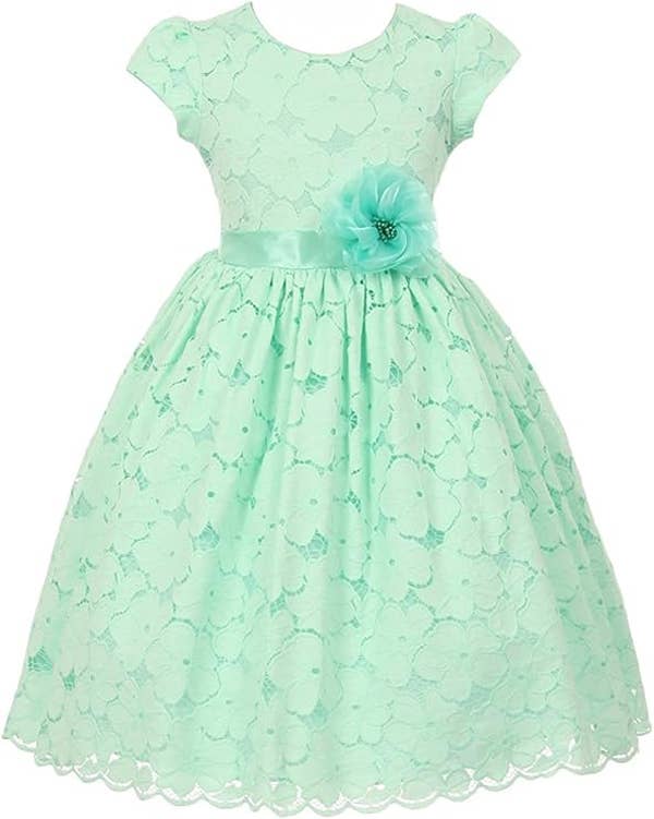 iGirlDress – Vestido - Crianças por atacado – Vestido de Menina de Manga Curta em Algodão com Renda Floral0
