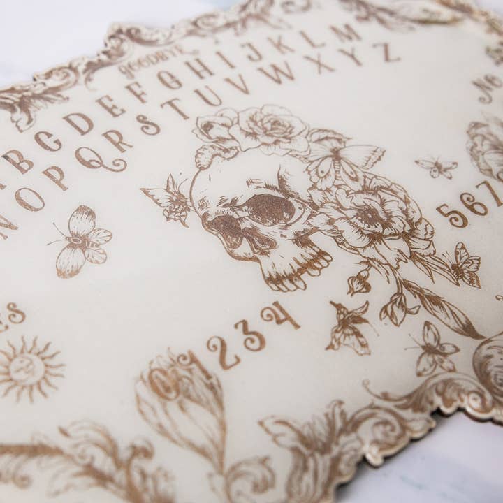 Ink and Flowers Designs - Wholesale Spirit Board - Floral Skull Spirit Board Heirloom White5