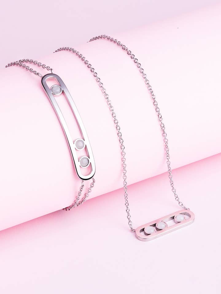 Bracciale e collana con selenite bianca per la vendita all'ingrosso da parte di Didyma