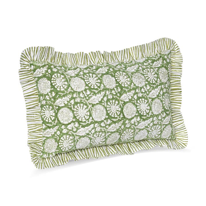 Capas de Almofadas com Folhos - Olive Bloom por atacado de Cotton Print Club